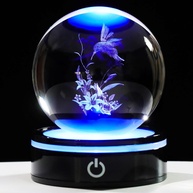 Estatueta de Beija-Flor 3D em Cristal K9 com Base LED Colorida - Decoração Moderna e Iluminação Ambiente - imagem 1