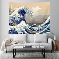 Tapeçaria Japonesa de Ondas Retro - 203x152cm - Estilo Kanagawa para Decoração de Quarto - imagem 3