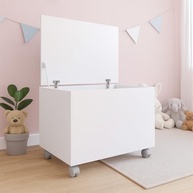 Baú Infantil com Rodízios e Tampa - Organizador de Brinquedos Kids Branco - imagem 5