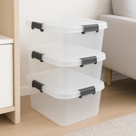 Kit 3 Caixas Organizadoras Transparentes 15L com Tampa e Travas - Ideal para Casa e Escritório - imagem 3