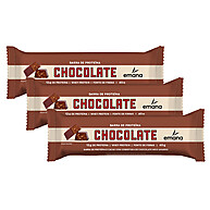 Kit 3 Barras de Proteína Emana Chocolate – 12g de Proteína por Barra - imagem 1