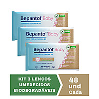 Kit 3 Lenços Umedecidos Bepantol Biodegradáveis – 48un Cada - imagem 1