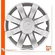 Kit 4 Calotas Sandero e Logan Aro 15 Prata - Design Grid Moderno - imagem 4