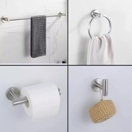 Kit de Acessórios para Banheiro com Acabamento Redondo em Aço Inox Escovado - 4 Peças Premium - imagem 3