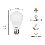 Kit 10 Lâmpadas LED Bulbo 12W 3000K Luz Amarela E27 Bivolt - Galaxy | Iluminação Aconchegante e Econômica - imagem 4
