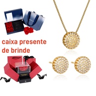 Kit Colar e Brincos Pizza 18k: Presenteie com Estilo! - imagem 1