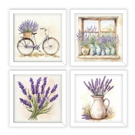 Kit 4 Quadros 18x18 cm - Banheiro, Varanda e Lavanda | Decoração com Estilo Aquarela - imagem 1