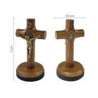 Kit 3 Crucifixos Pequenos São Bento 6cm para Painel de Carro - Madeira Autocolante - imagem 4