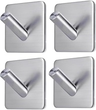 Kit 4 Ganchos de Parede Autoadesivos em Aço Inox – Sem Furo, Resistente à Umidade e Ferrugem, para Banheiro, Cozinha e Lavanderia - imagem 2