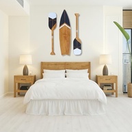 Kit Decorativo Náutico com Remos e Prancha em Madeira - Estilo Marítimo Preto e Branco para Parede - imagem 3