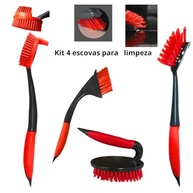 Kit 4 Escovas Multiuso com Cabo Anatômico - Escovão, Escova Delicada, Limpa Cantos e Fácil Alcance - imagem 3