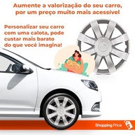 Kit 4 Calotas Sandero e Logan Aro 15 Prata - Design Grid Moderno - imagem 5
