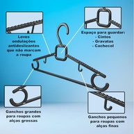 Kit 60 Cabides Adulto Preto Luxo Premium Reforçado - Alta Resistência e Design Elegante - imagem 5