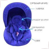 Kit 5 Peças Bebê Conforto: Capa, Protetor Cinto, Capota e Redutor (0-13kg) - Azul Royal - imagem 3