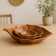 Kit Travessas de Porcelana Folha Romana - Design Natural para Mesa Posta Elegante - imagem 3