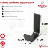 Kit Acessórios para Banheiro Quadrado em Alumínio Preto Fosco com Porta Toalha - imagem 4