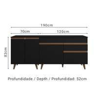 Kit com 2 Balcões de Cozinha Madesa Reims 4 Portas 1 Gaveta em Preto - Moderno e Funcional - imagem 3