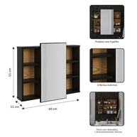 Kit Banheiro Premium com Espelheira e Armário Aéreo Berlim Preto - Organização Inteligente - imagem 3