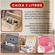 Kit 5 Caixas Organizadoras com Tampa - Plástico Resistente para Cozinha, Lavanderia e Armários (BEGE) - imagem 5