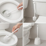 Kit 2 Escovas Sanitárias com Suporte Branco - Design Moderno e Cabo Longo Antirrespingo - imagem 2