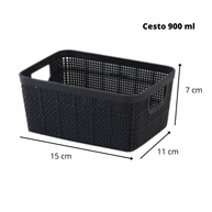 Kit 3 Cestos Organizadores Rattan Home Organizer - Preto | Multiuso P-M-G - imagem 3