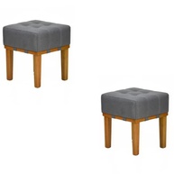 Kit 2 Puffs Apolo em Madeira Maciça - Estilo Banqueta com Tecido Linho Bege | Decore com Sofisticação e Versatilidade - imagem 2