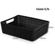 Kit 3 Cestos Organizadores Rattan Home Organizer - Preto | Multiuso P-M-G - imagem 5