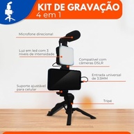 Kit Vlogging Profissional Completo: Tripé, Luz LED e Microfone para Celular - imagem 4