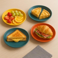 Kit com 4 Pratos de Sobremesa em Fibra de Bambu - BPA Free, Sustentável e Resistente (Design Variado Escuro) - imagem 3