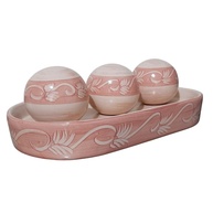 Kit Decorativo Bandeja com Bolas Cerâmicas 4 Peças - Acabamento Brilhante Rosa e Salmão - imagem 1