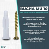 Sfor Bucha MU 10 com Parafuso Chipboard 6x70mm: Fixação Universal e Segura (Kit 80 Peças) - imagem 4