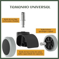 Rodízio Kit 5 Rodinhas para Cadeira de Escritório com Silicone Antirrisco - Proteja Seu Piso - imagem 2
