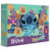 Kit Stitch 3 em 1: Quebra-Cabeça, Dominó e Memória - imagem 1