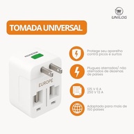 Kit 2 Adaptadores de Tomada Universal Viagem Internacional Bivolt - 150 Países - imagem 4
