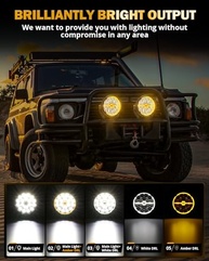 Auxbeam RAY-L: Ilumine Sua Aventura Off-Road com LEDs Redondos 17cm Branco/Âmbar 240W 25800LM - imagem 4