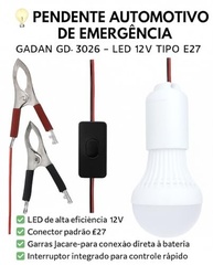 Lâmpada LED 12V Portátil com Garras Jacaré e Interruptor - Iluminação Branca Potente - imagem 3