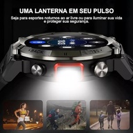 Smartwatch Militar Masculino com Lanterna LED: Chamadas, Ligações e Resistência 3ATM - imagem 3