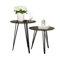 Conjunto com 2 Mesinhas Laterais Redondas com Pés de Ferro - Ideal para Sala e Canto - imagem 1