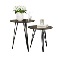 Conjunto com 2 Mesinhas Laterais Redondas com Pés de Ferro - Ideal para Sala e Canto - imagem 2