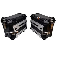 Kit 2 Baús Laterais Moto 38L Alumínio Preto/Prata com Suporte Universal Impermeável e Trava de Segurança - imagem 4