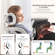 EKROTOK Cadeira Ergonômica com Almofada de Látex, Apoio Lombar e Encosto Alto para Trabalho e Estudo - imagem 5