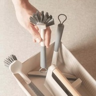 Kit de Limpeza para Lavanderia com 4 Escovas e Suporte para Pendurar - Branco e Cinza - imagem 5