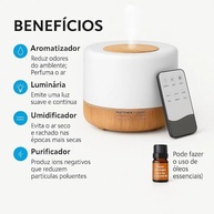 Umidificador Difusor Aromatizador Ultrassônico 700ml com LED 7 Cores, Controle Remoto e Desligamento Automático - imagem 4
