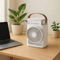 Mini Climatizador e Umidificador Portátil USB 3 em 1 | Ventilador Silencioso com Luz Noturna LED - imagem 3