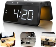 Relógio Despertador Digital com Carregador Indução 15W, Abajur LED RGB e USB-C - imagem 4