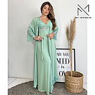 Kit Amamentação: Robe e Camisola Longos Microfibra Light - imagem 2