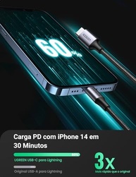 Cabo UGREEN Lightning MFi Certificado: Carregamento Rápido e Transferência Segura para iPhone e iPad - imagem 3