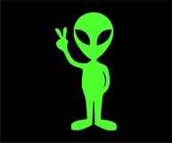 Adesivo Vinil Alienígena Sinal de Paz Divertido - 3x5.5" | Carros, Laptops, Paredes | Verde Limão - imagem 1