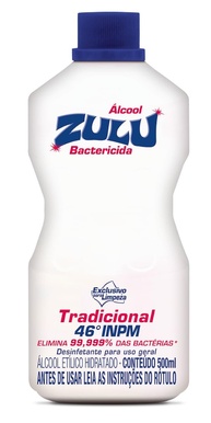 Zulu Álcool 46°INPM Tradicional 500ml - Limpeza Profunda e Higienização Eficiente - imagem 1
