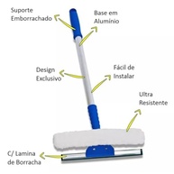 Rodo Limpa Seca Vidros Multiuso com Esfregão 25cm - Cabo de Alumínio 60cm para Limpeza Profissional - imagem 4